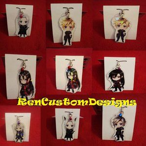 Handmade Laminate Anime Manga Videogame Gamer FF7 Sephiroth Set Of 8 Charms!